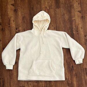 Madewell// Womens cream faux fur hoodie